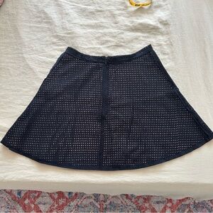 BCBGMAXAZRIA Lasercut Black Short Circle Skirt with Tan Lining